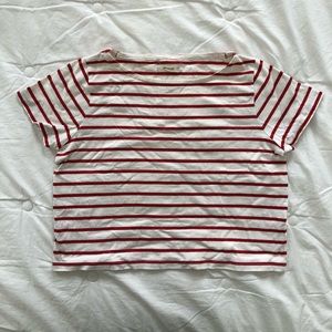 Madewell red striped set list cropped tee